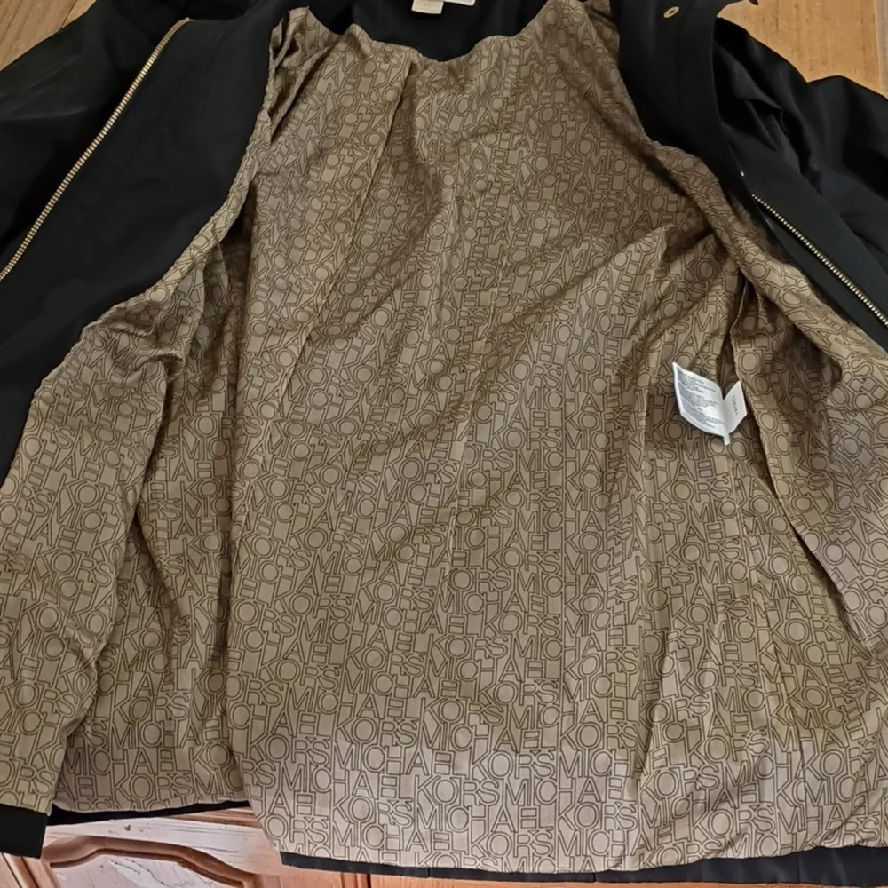 Michael Michael Kors Black Full Zip Hooded Moto Jacket Size L